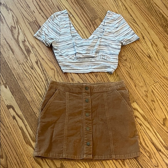 Altar'd State Tops - Altard State Corduroy Button Front Mini Skirt + Lelis Crop Top Bundle Size S